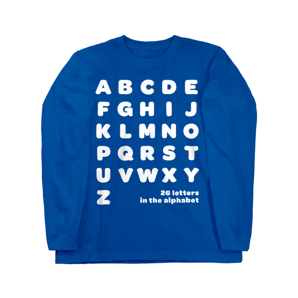 PyriteDesignの26 letters in the alphabet【Tshirt】【Design Color : White】【Design Print : Front ロングスリーブTシャツ