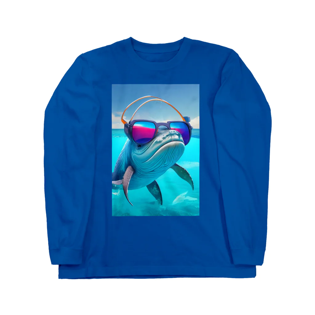 クジラデザインのご機嫌クジラ ロングスリーブTシャツ