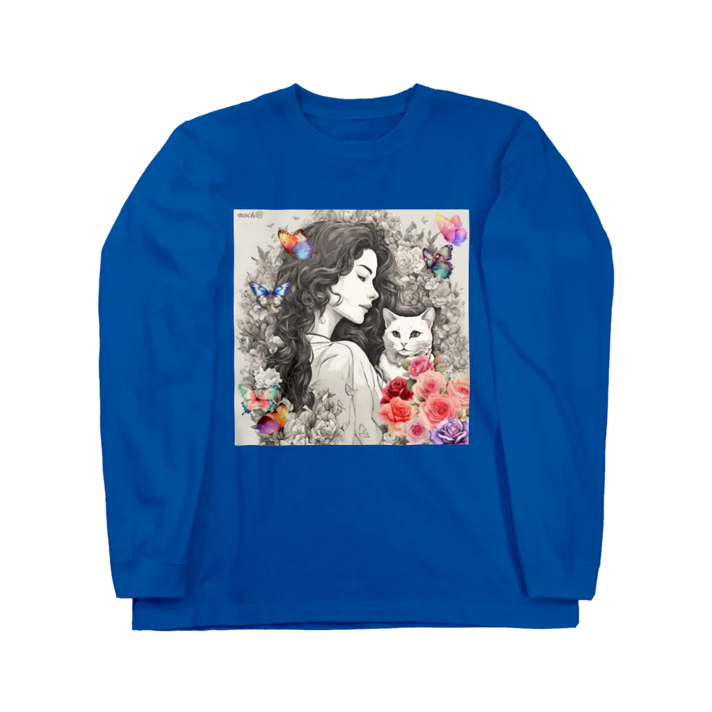 Jj-O_O-Jjの【母の日オススメ】聖母と神猫〜薔薇園〜 Long Sleeve T-Shirt