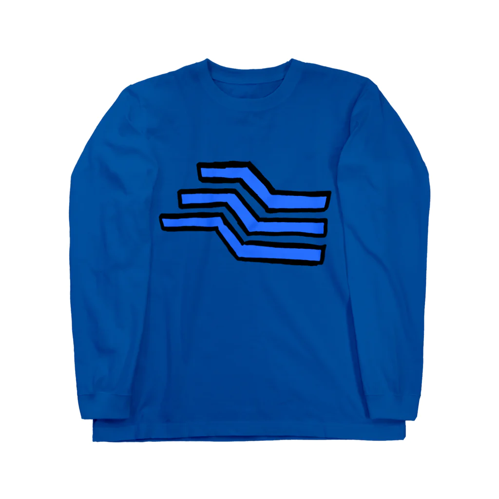 湊ミカンのBlue Three Line ロングスリーブTシャツ