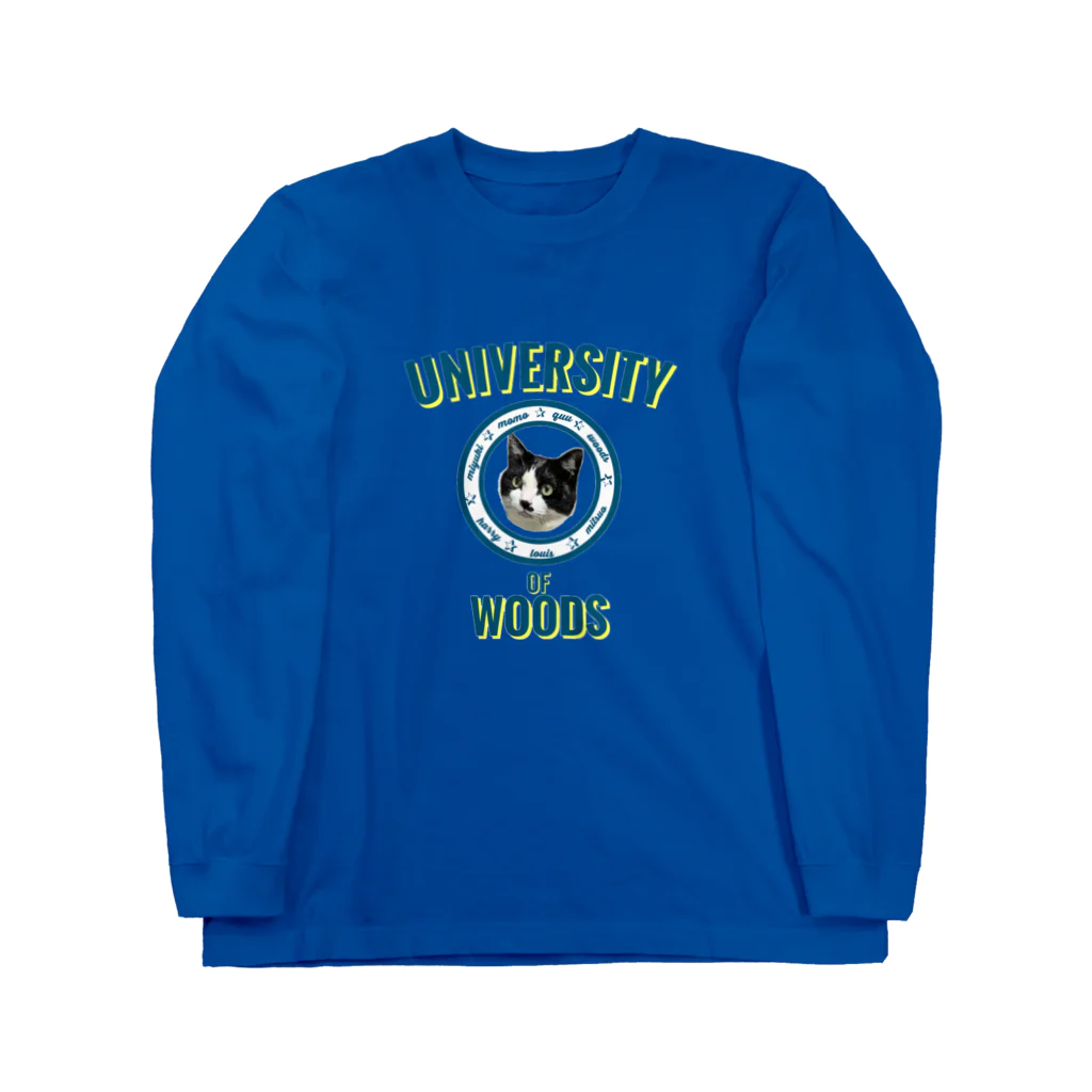 おだちゃんと7匹の猫たちのWOODS UNIVERSITY ロングスリーブTシャツ