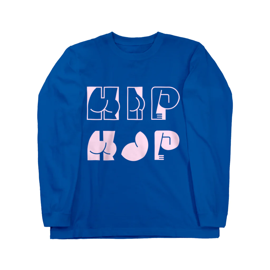 SANKAKU DESIGN STOREのHAPPY ASS HIP HOP! ネオンピンク Long Sleeve T-Shirt