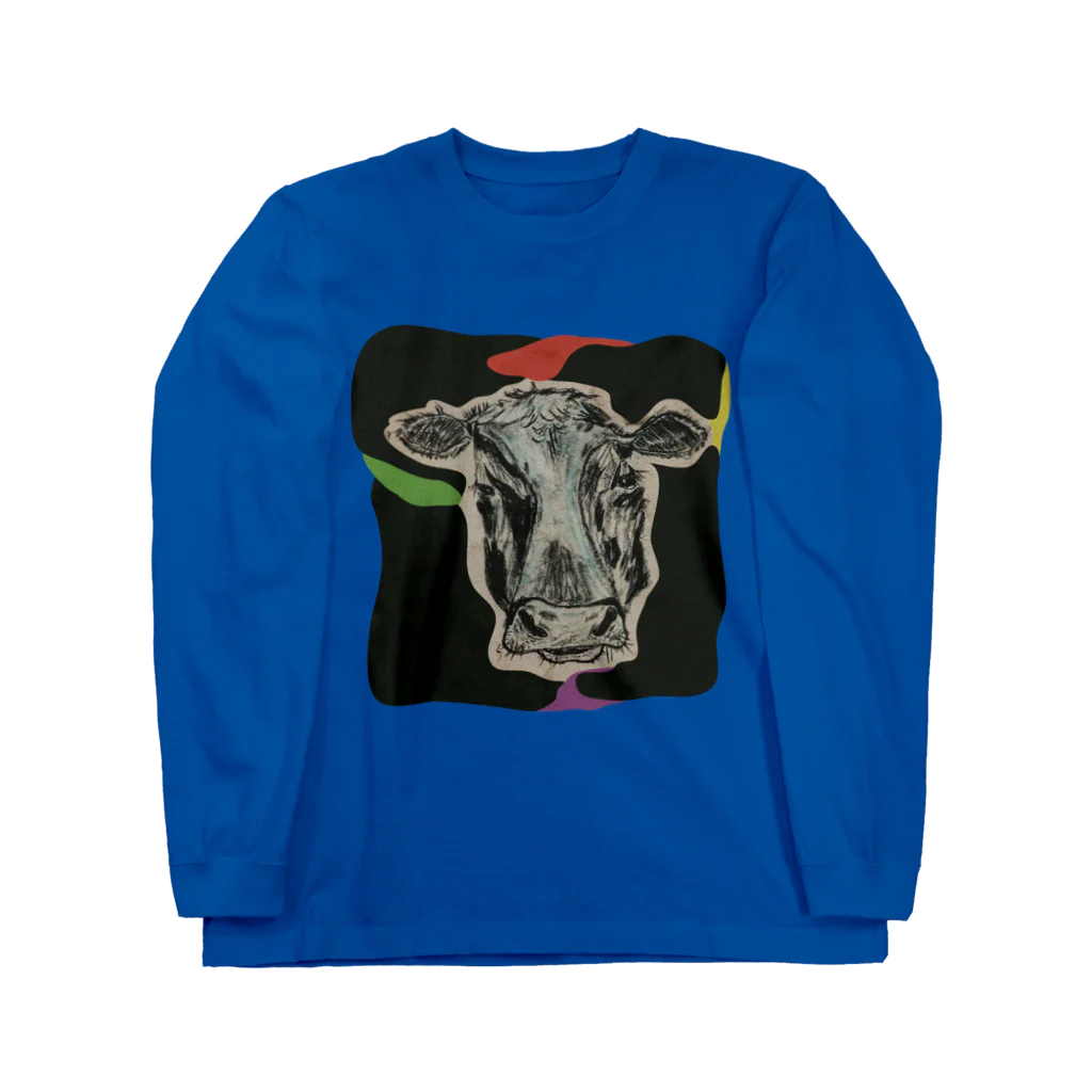 hehehe のikasu cow ロングスリーブTシャツ