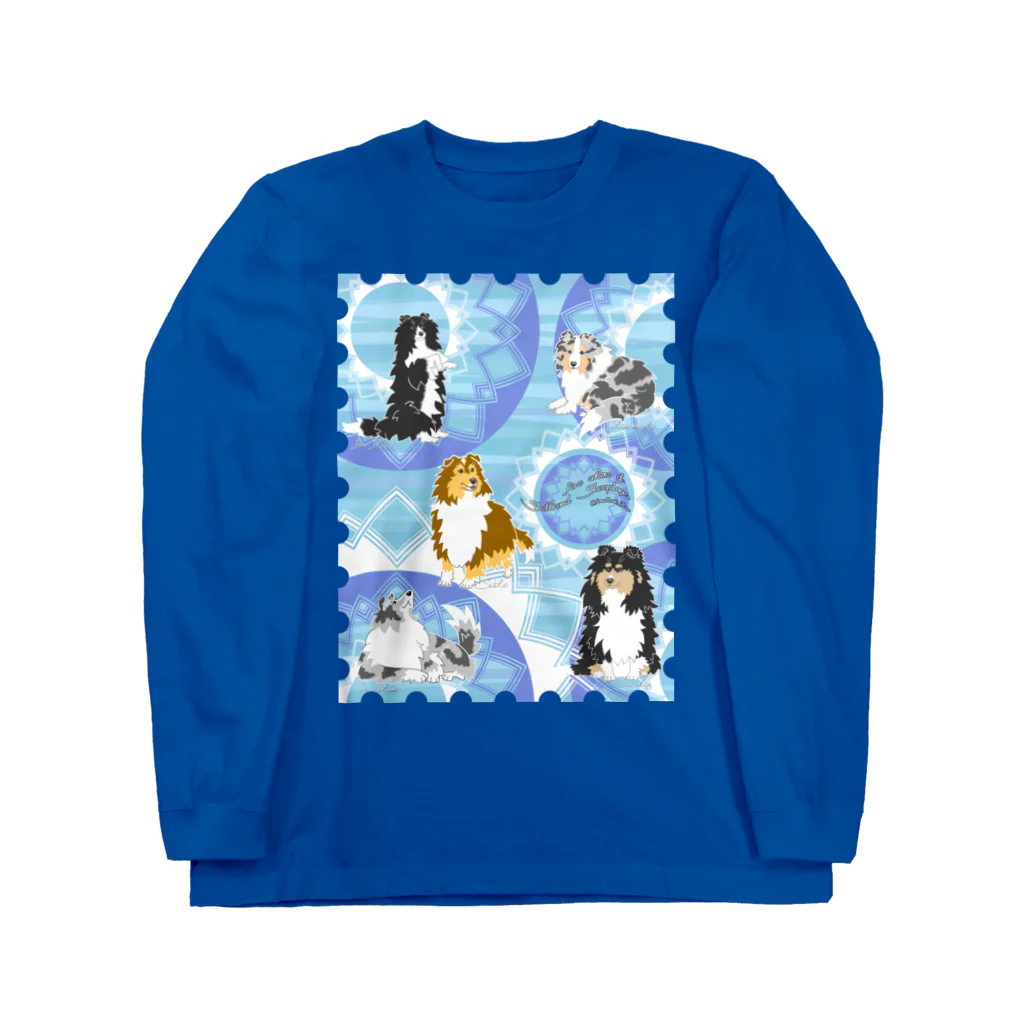 Airy BlueのFive colors of Shetland Sheepdogs.～Turquoise～ ロングスリーブTシャツ