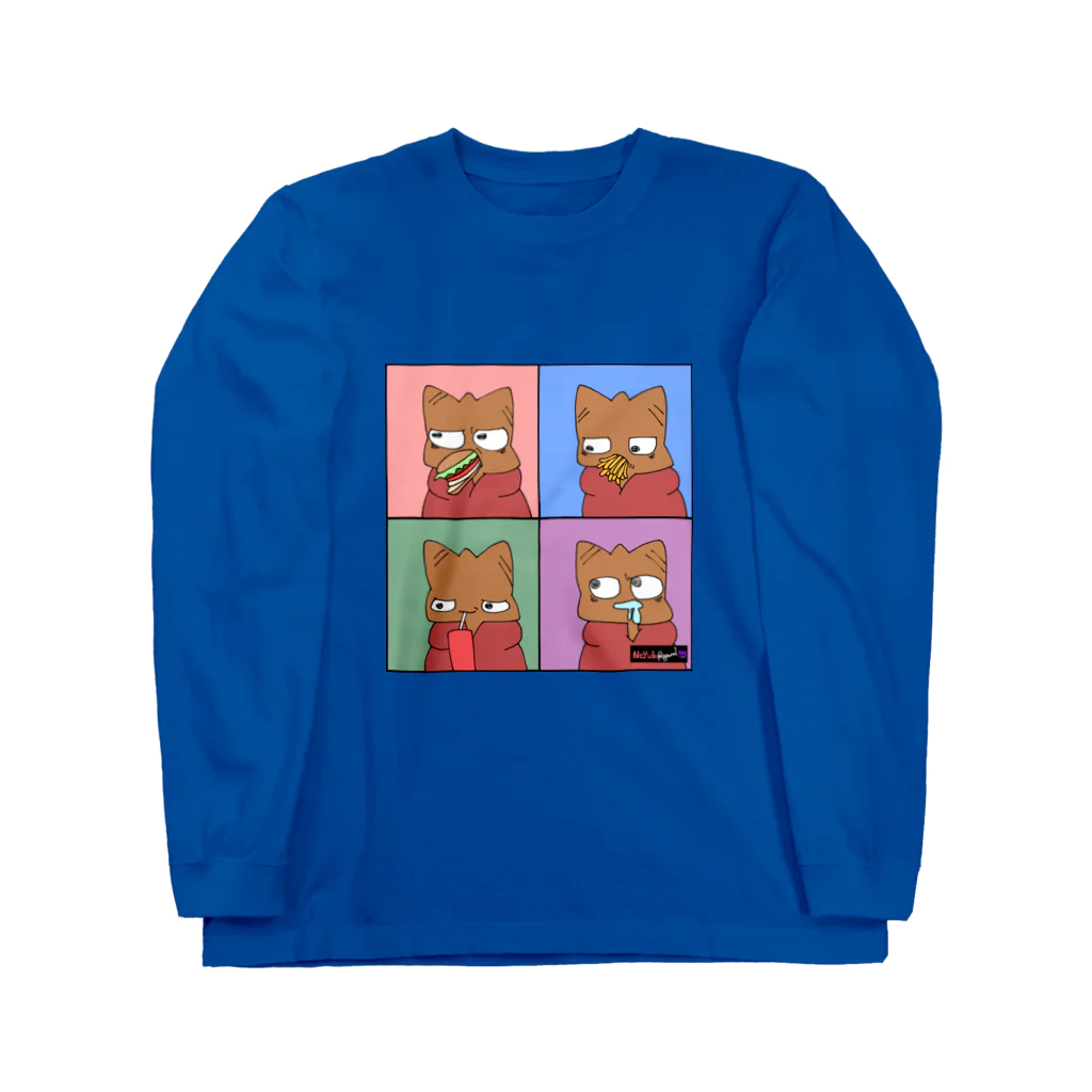 NeA(ねゆこアパレル)のハンバーガー食べるねゆこ Long Sleeve T-Shirt