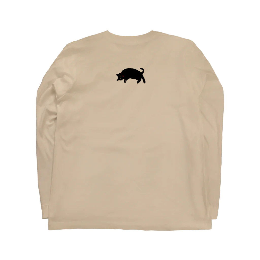 小鳥と映画館の赤い首輪のツンデレ黒猫ちゃん Long Sleeve T-Shirt :back