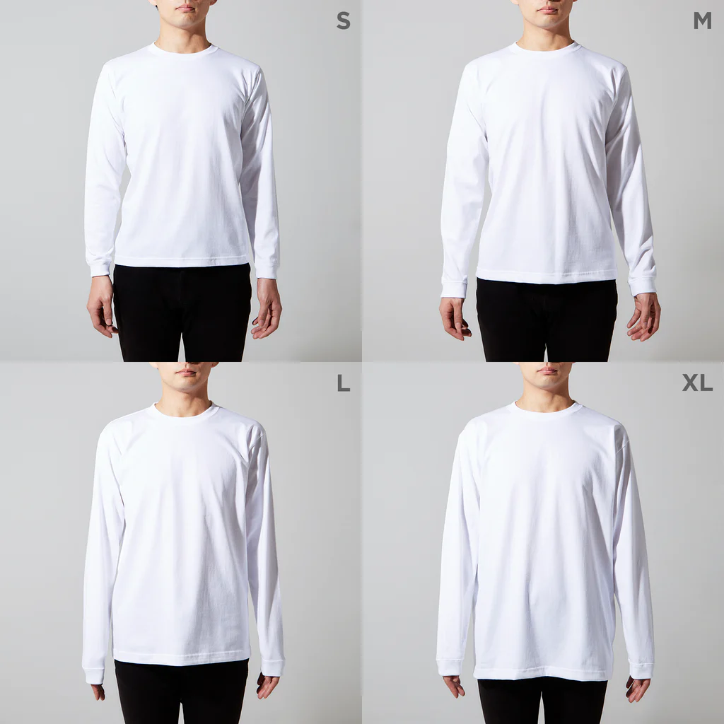 TokyoFridayNightの発掘された不可思議な黒曜石 ロングスリーブTシャツのサイズ別着用イメージ(男性)