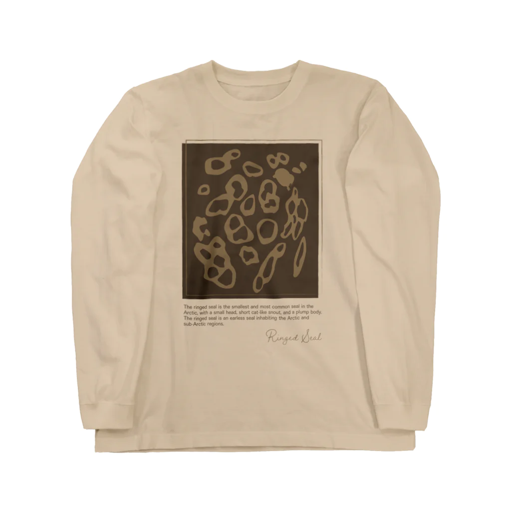 chiho_seal_shopのワモン アザラシ 柄 ブラウン Ringed seal pattern Brown Long Sleeve T-Shirt