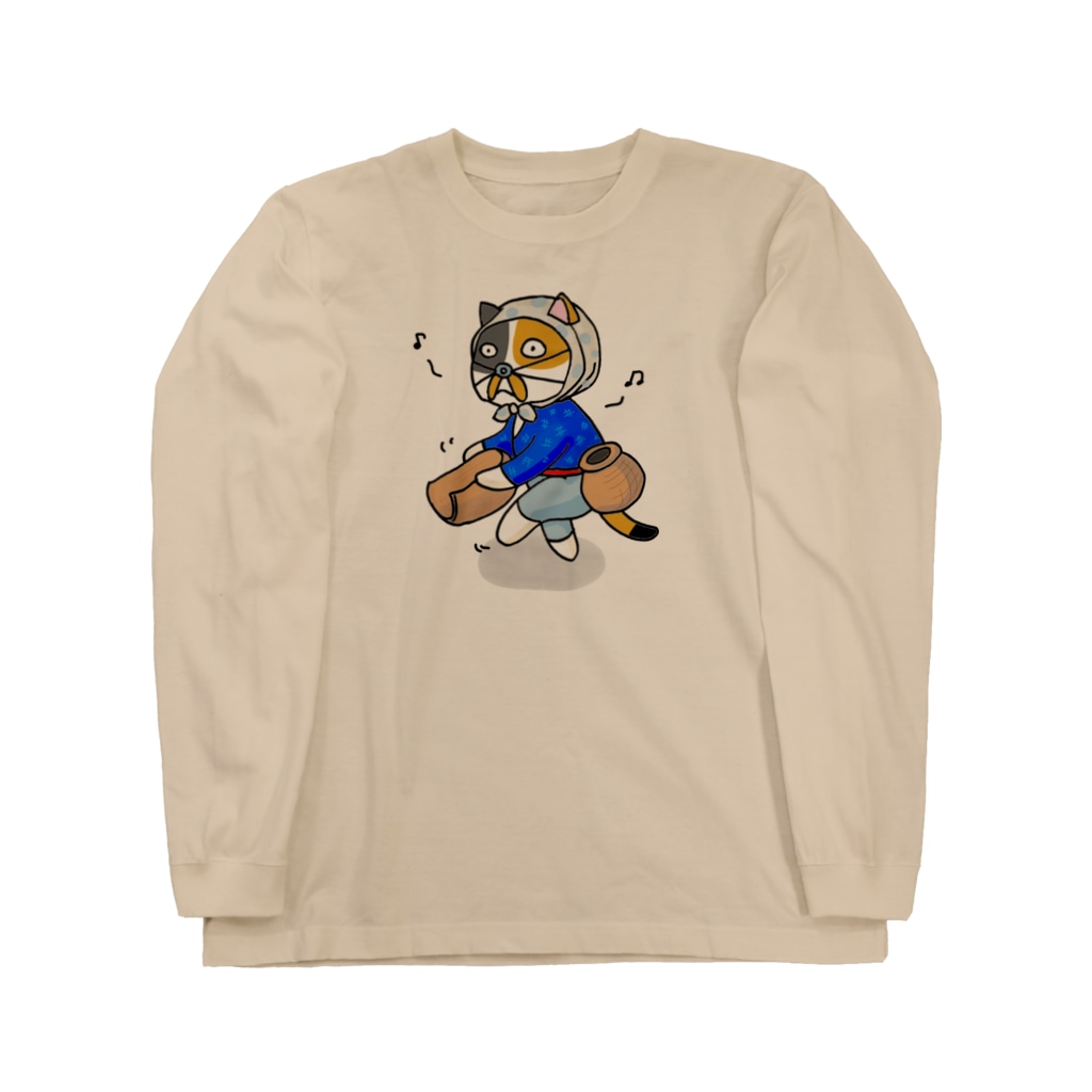 どじょうすくいにゃんこ Long Sleeve T Shirt By ウッチー組 Nyanmayuge Suzuri