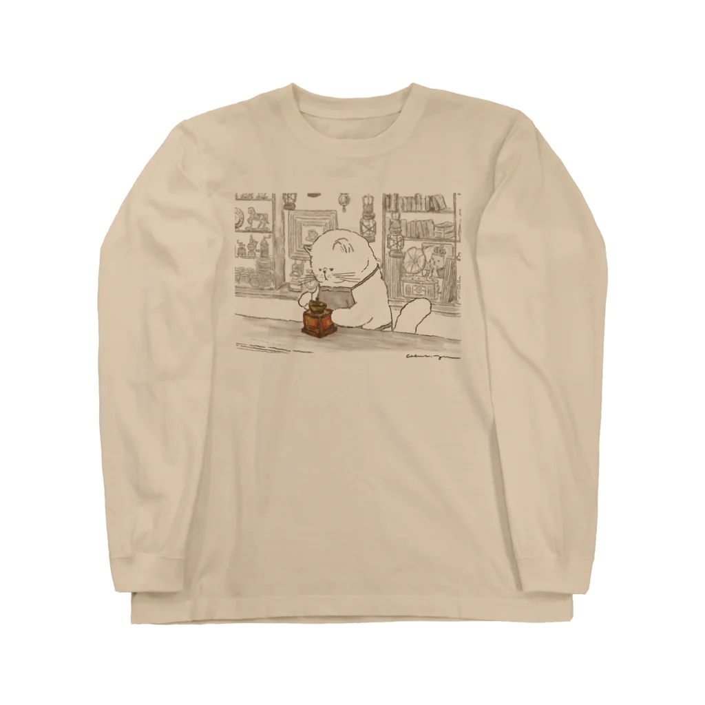 coeur.yu（クードットユー）のコーヒー豆の挽き具合を研究するカフェのマスター Long Sleeve T-Shirt