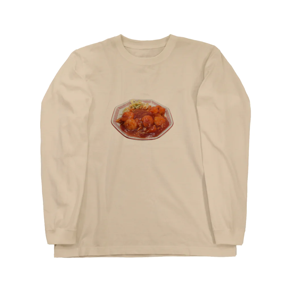 メシテロタイプ（飯テロTシャツブランド）のエビチリ（虾辣椒） Long Sleeve T-Shirt