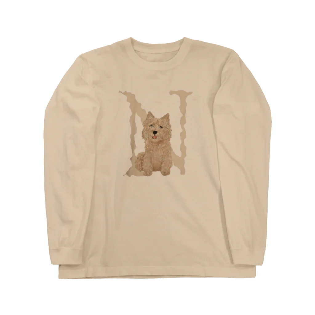 sayapochaccoのMy favirite terriers drom A to Z　~N~ NORWICH TERRIER ロングスリーブTシャツ