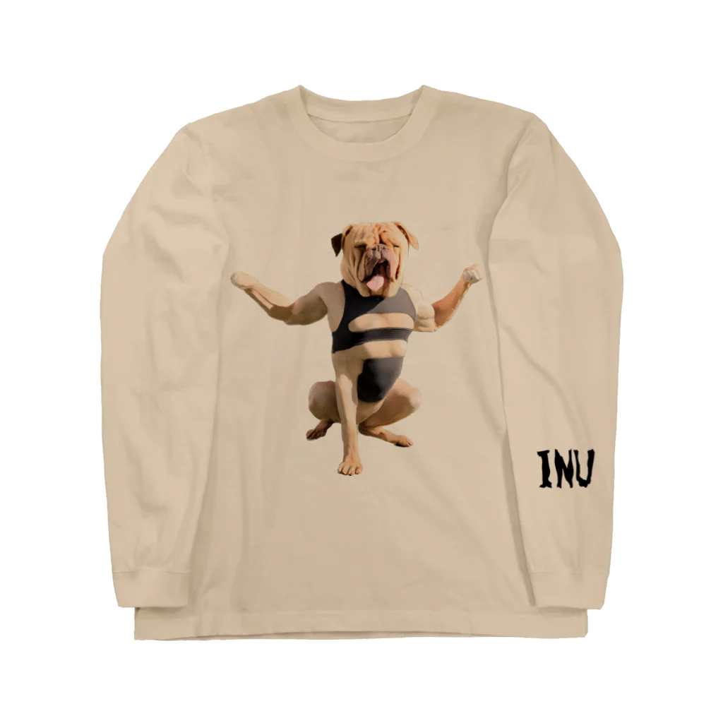 偽ブランドの筋トレ犬 ロングスリーブTシャツ