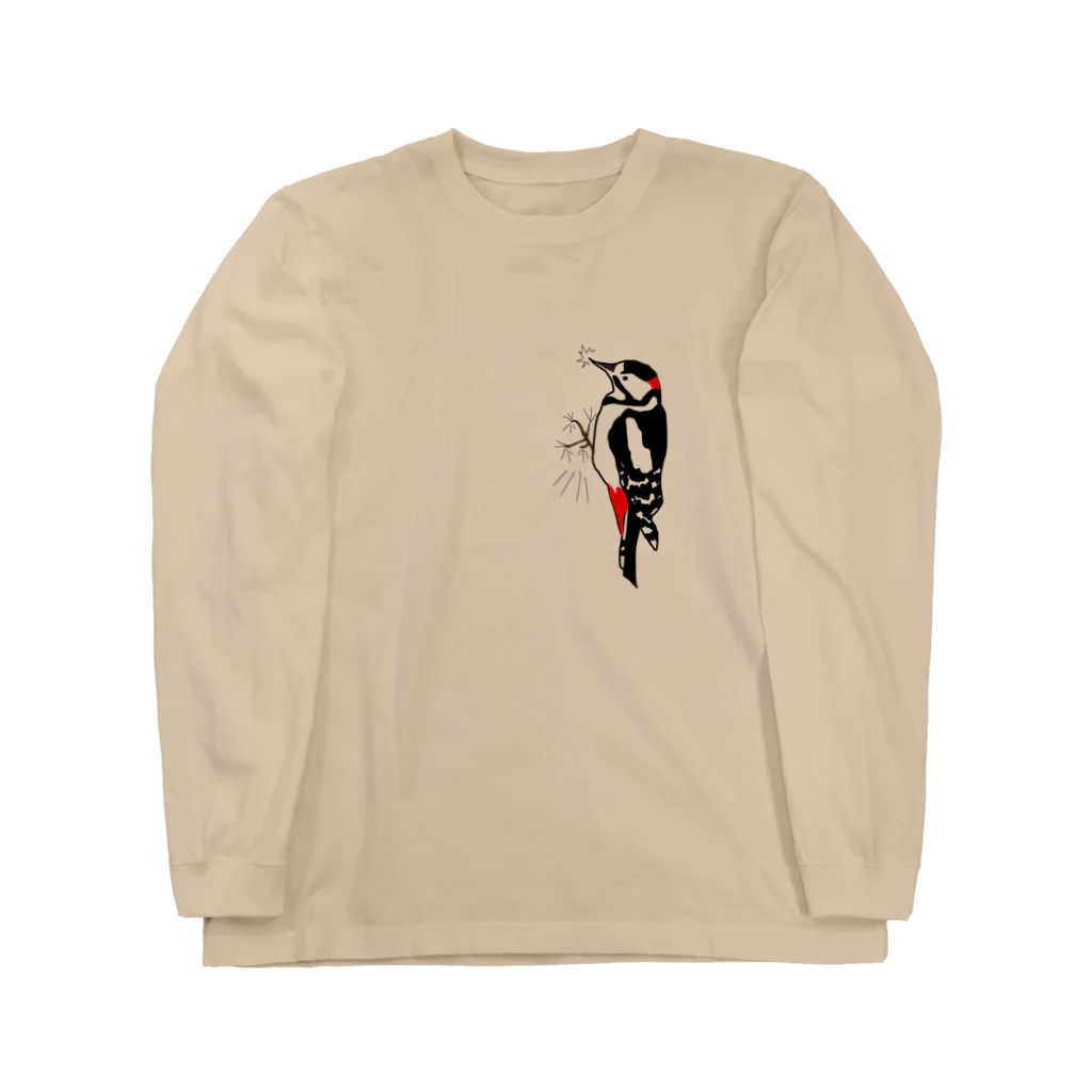 小鳥と映画館のキツツキ はりついた Long Sleeve T-Shirt