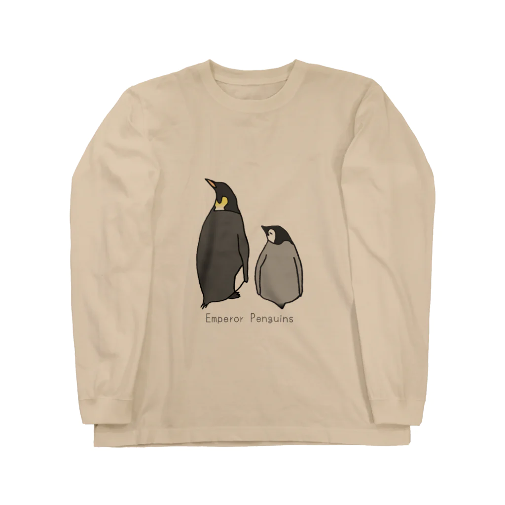 ゆずぽんずのコウテイペンギン親子 ロングスリーブTシャツ