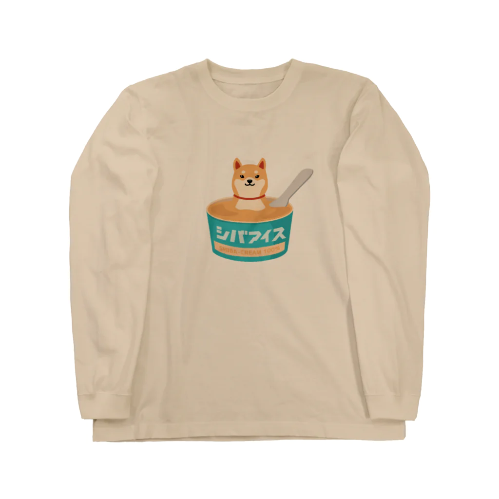 しばじるしデザインの柴クリーム100%のシバアイス ロングスリーブTシャツ