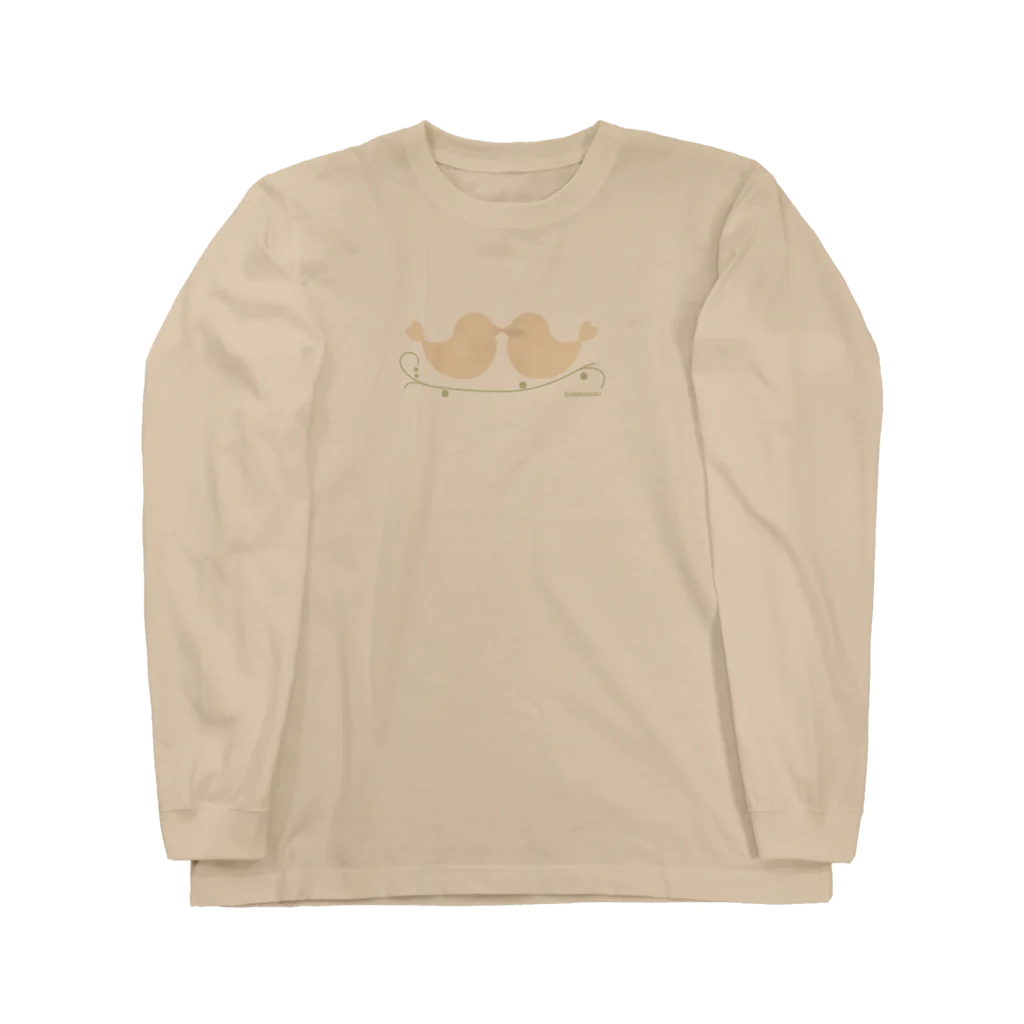 文鳥Familyの2羽の仲良し小鳥のシルエット Long Sleeve T-Shirt