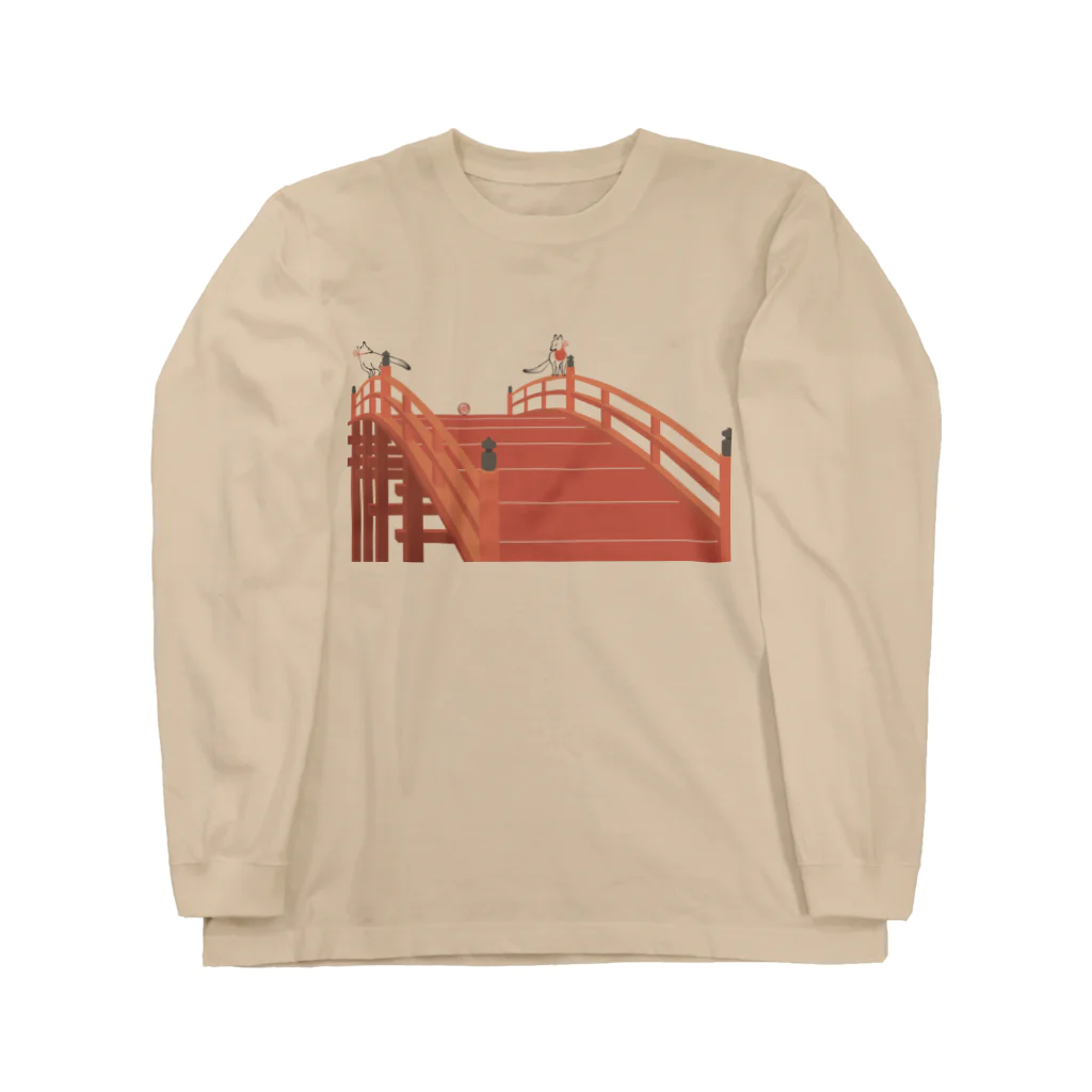 Amiの狐の赤太鼓橋 ロングスリーブTシャツ
