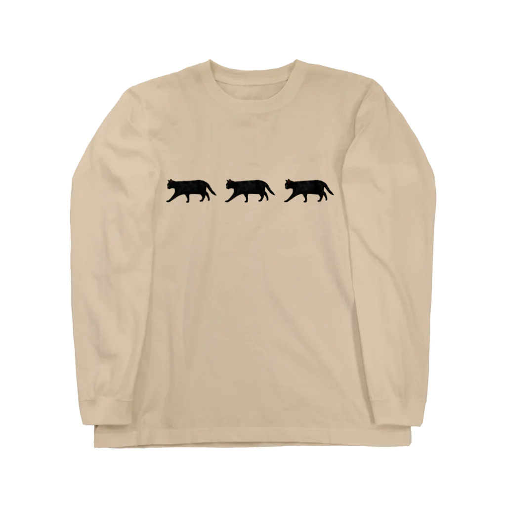 小鳥と映画館の黒猫の行進 Long Sleeve T-Shirt