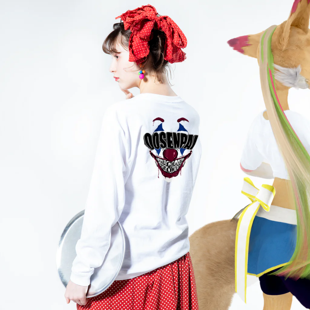 〇〇SENPAI【アパレル先輩】の黒ロゴ ハロウィン Long Sleeve T-Shirt :model wear (back, sleeve)