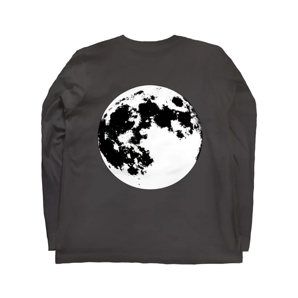 月蝕雑貨のモノクロの月 Long Sleeve T-Shirt :back