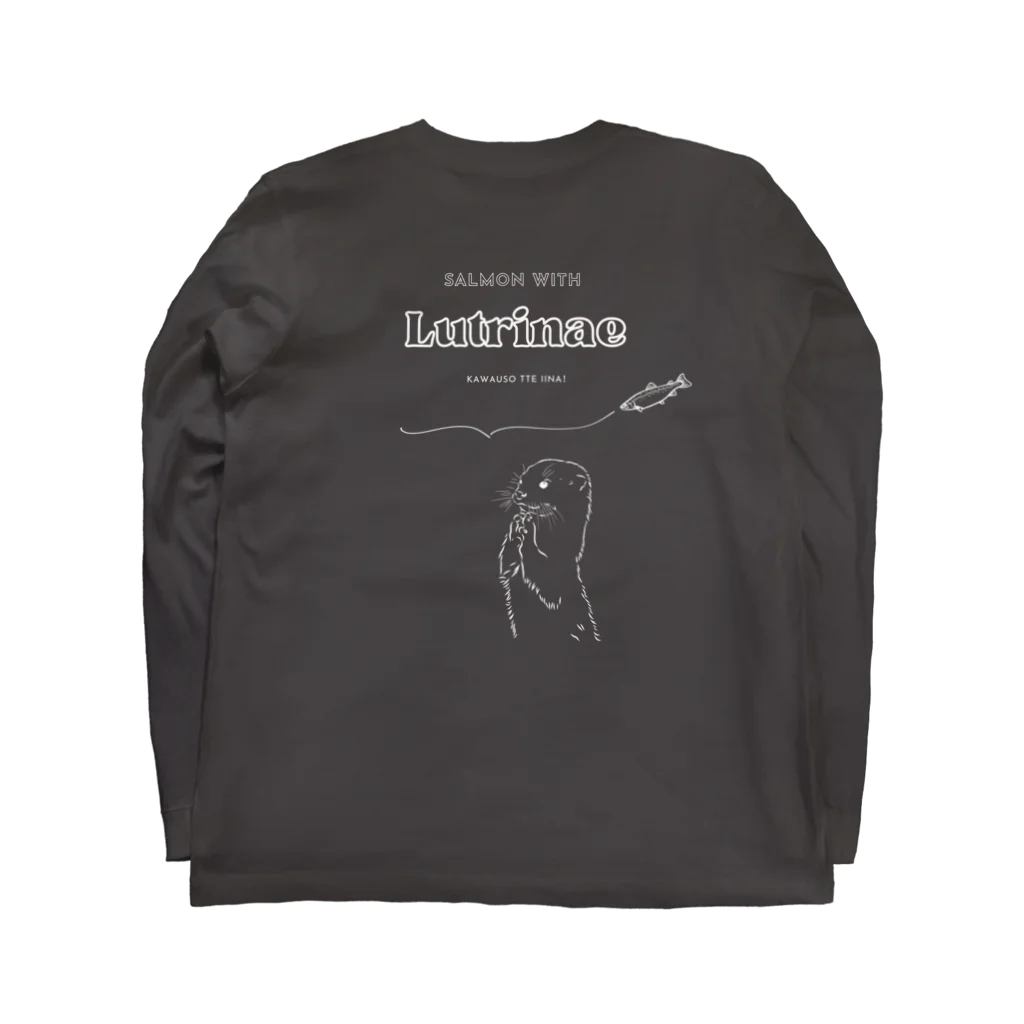 Lutrinaeのカワウソ / SALMON WITH【白文字】 Long Sleeve T-Shirt :back