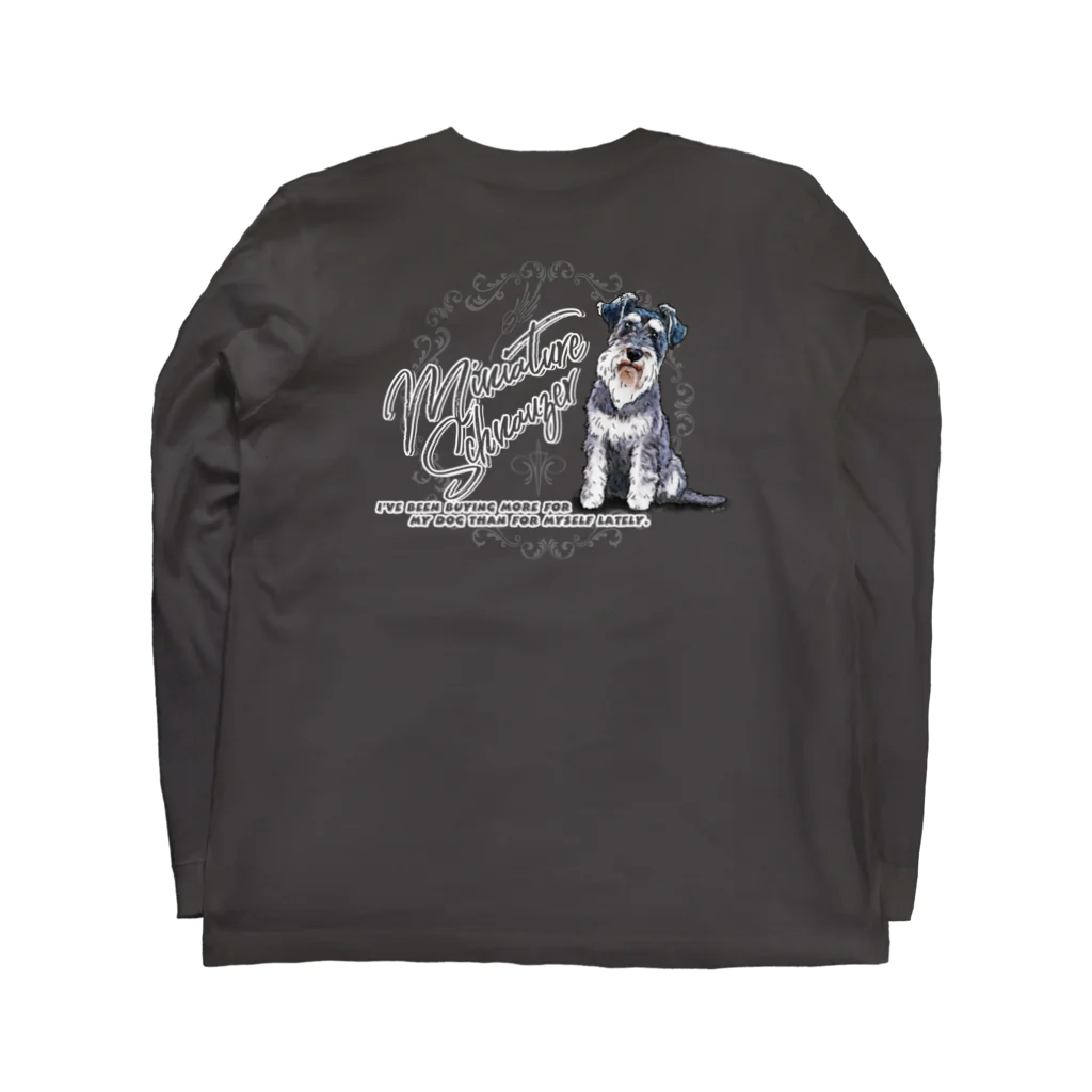 オリジナル工房プリントンのミニチュアシュナウザー前後イラスト プリント Long Sleeve T-Shirt :back