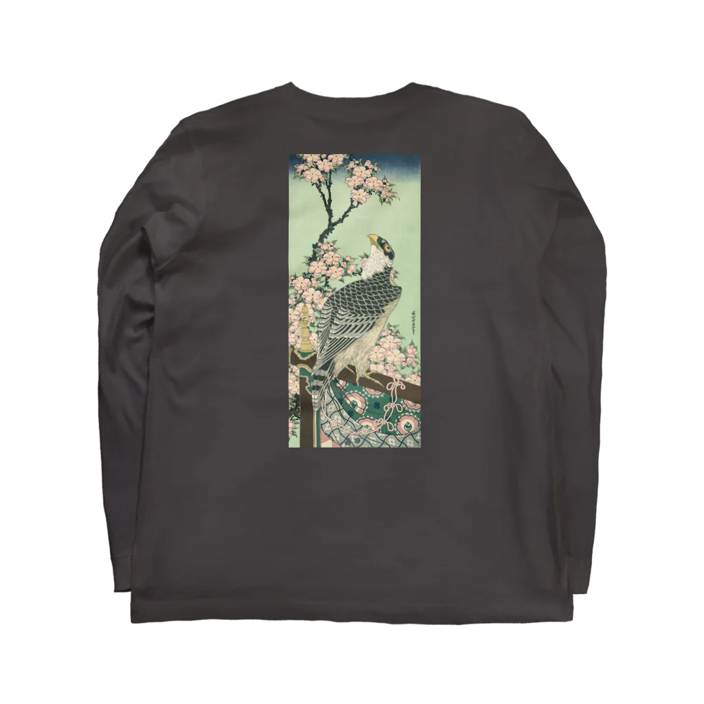 お華🌸🐝Ohanaの【浮世絵】　葛飾北斎　「桜花・鷹」 Long Sleeve T-Shirt :back