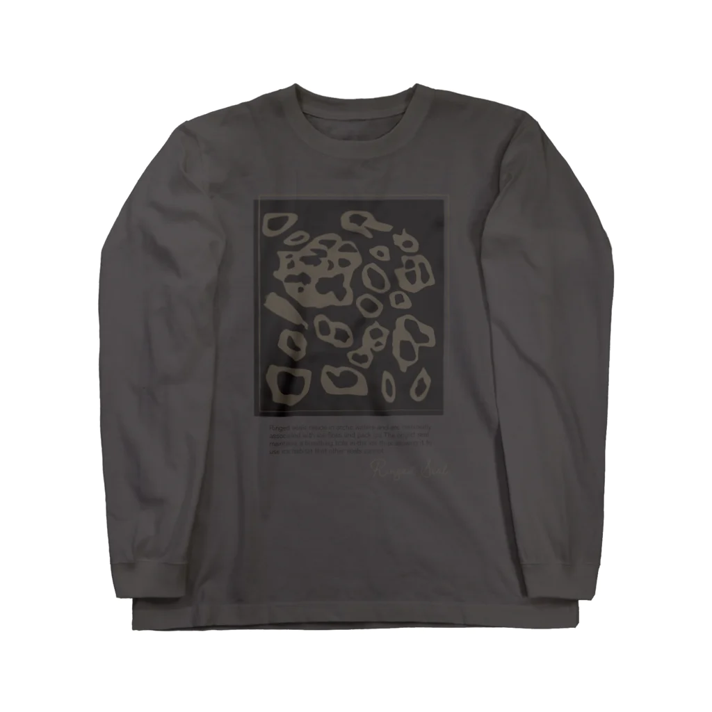 chiho_seal_shopのワモン アザラシ 柄 チャコール Ringed seal pattern Charcoal Long Sleeve T-Shirt