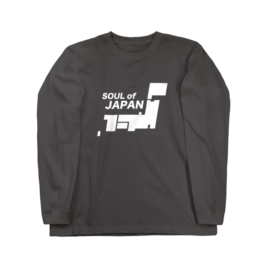 QUQU_WORKSのソウルオブジャパン 日本列島デザイン ホワイト Long Sleeve T-Shirt