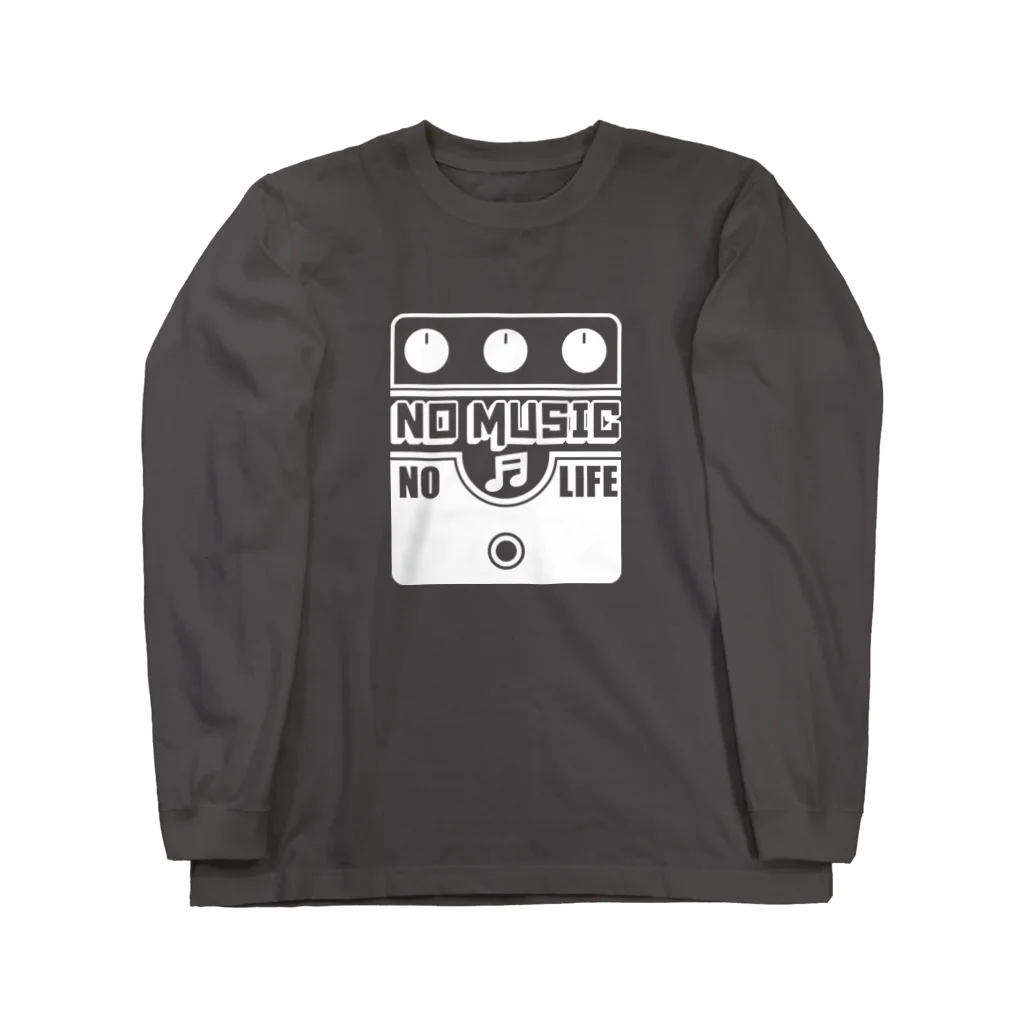 QUQU_WORKSのノーミュージックノーライフ ビッグマフデザイン ホワイト Long Sleeve T-Shirt