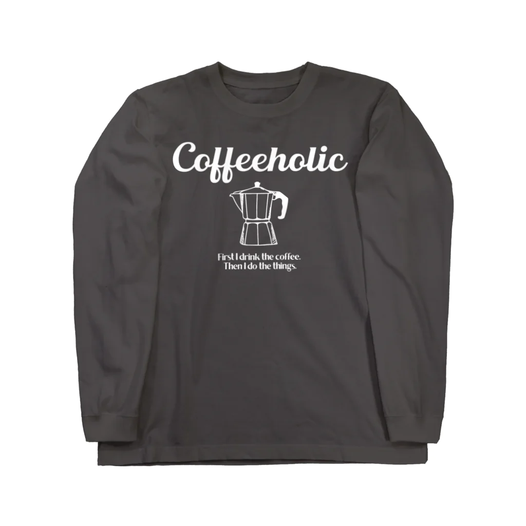 かえる商店のCOFFEEHOLIC white logo Long Sleeve T-Shirt