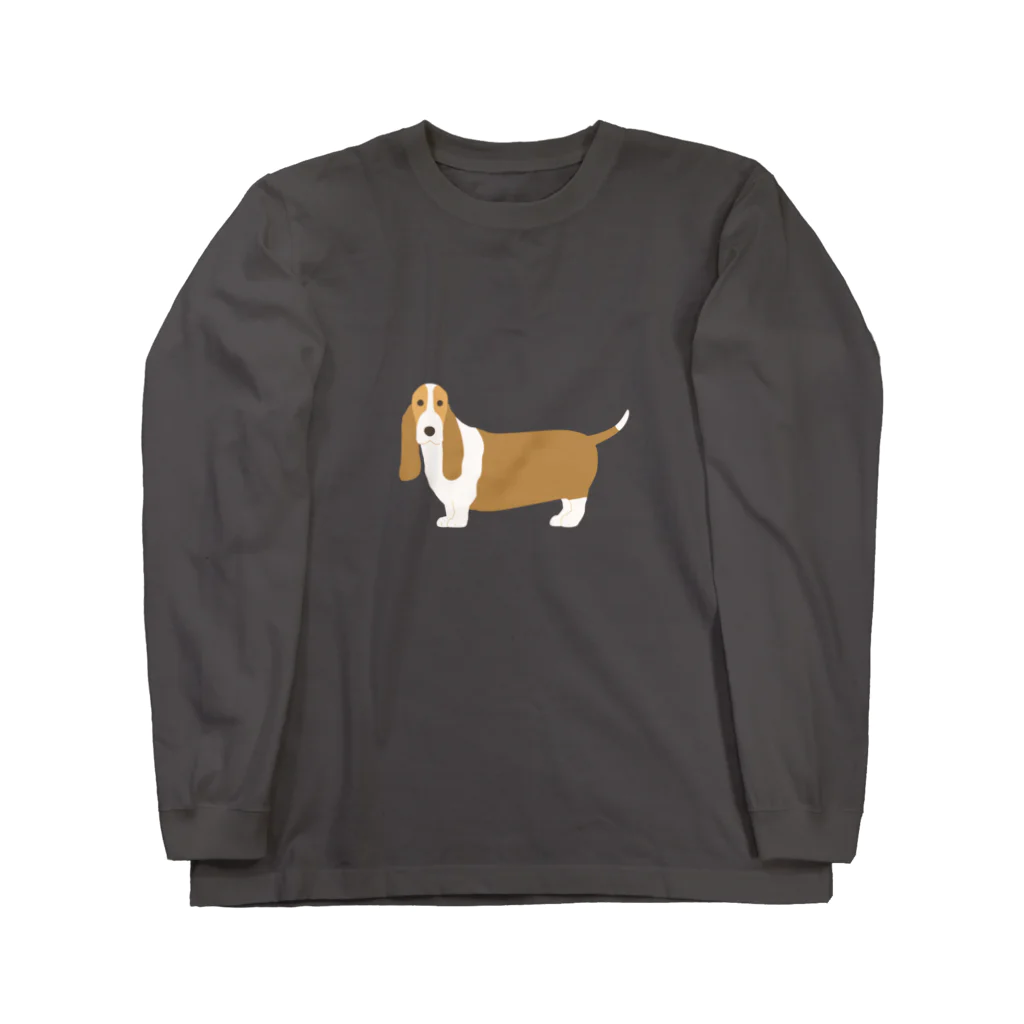 ゆいたっく／犬イラストのバセット・ハウンド ロングスリーブTシャツ