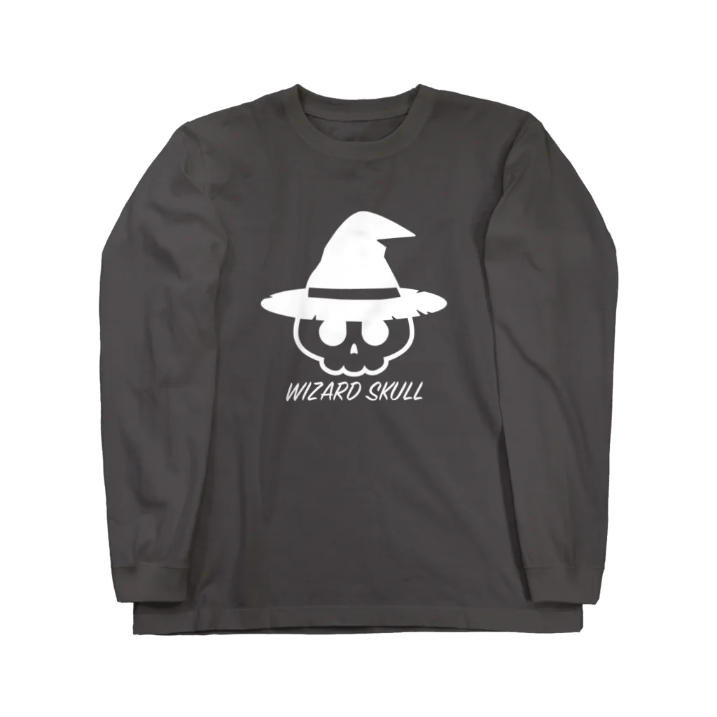 QUQU_WORKSのウィザードスカル 魔法使い ホワイト Long Sleeve T-Shirt