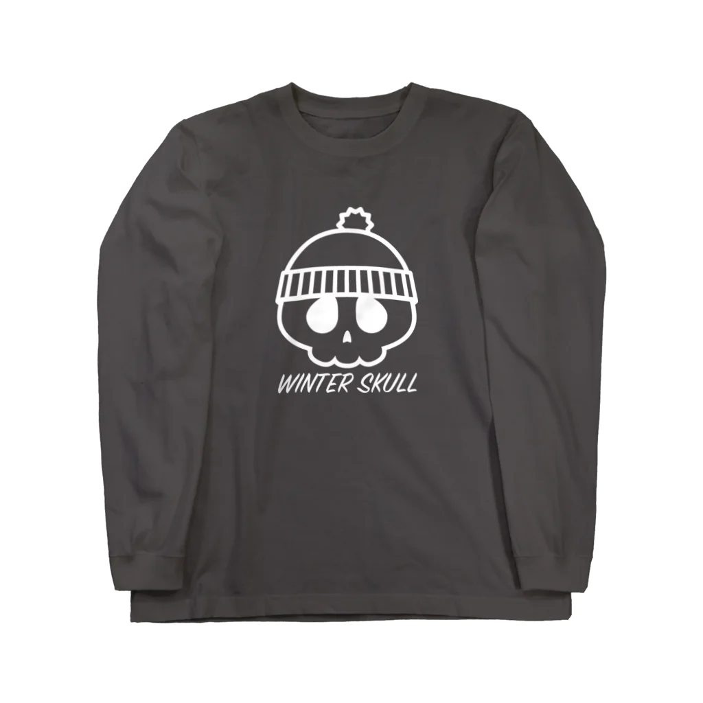 QUQU_WORKSのウィンタースカル ニットキャップドクロ ホワイト Long Sleeve T-Shirt