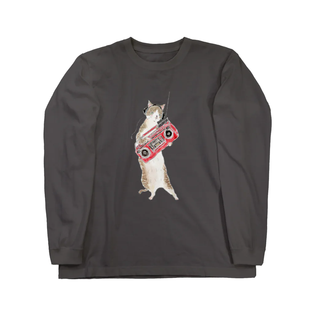 トコロコムギの壊れかけのラジカセにゃんこ Long Sleeve T-Shirt