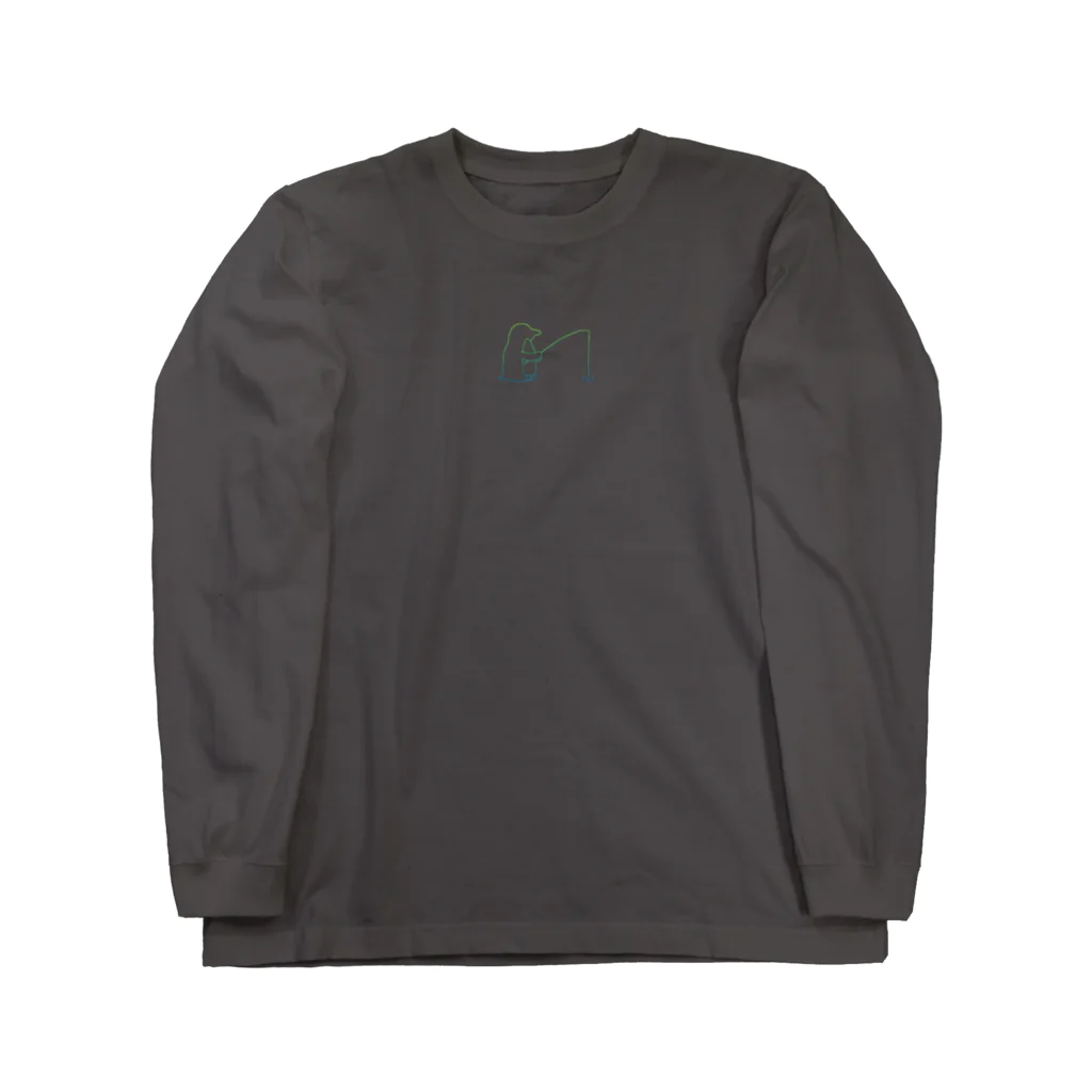 ハマジ ペンギン雑貨の釣りペンギン Long Sleeve T-Shirt