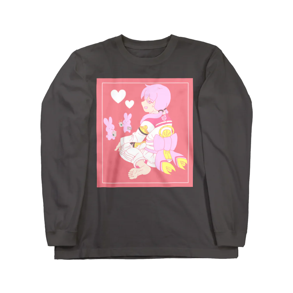 柔術やノーギTシャツのお店の女の子と意識高い系のウサギさん Long Sleeve T-Shirt