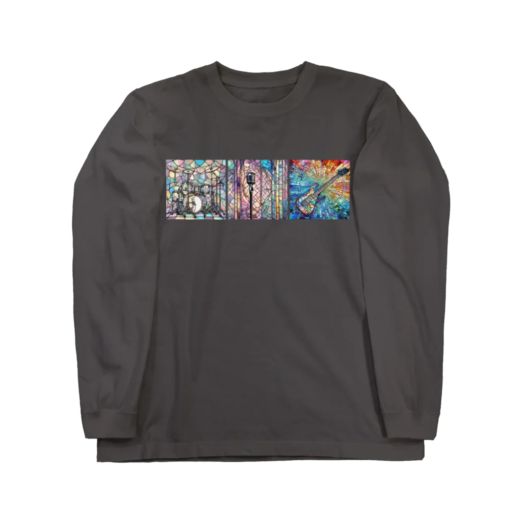 Tom-Kanのステンドグラス風・ロックバンド機材 Long Sleeve T-Shirt