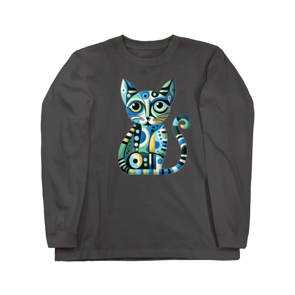 大人かわいい動物の世界のカラフル猫 Long Sleeve T-Shirt