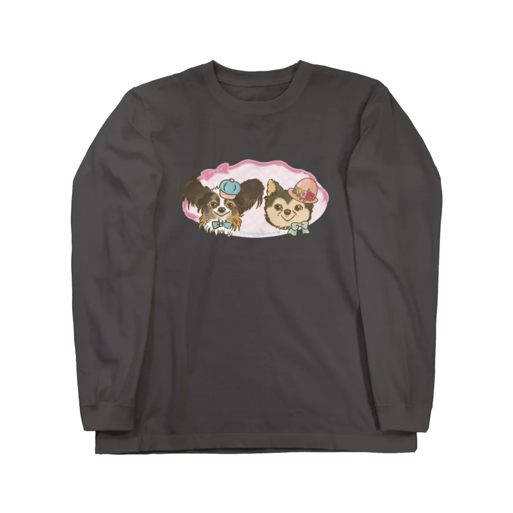 猫のきぬくんのお店のれおまるくんとみんちゃんのリボン Long Sleeve T-Shirt