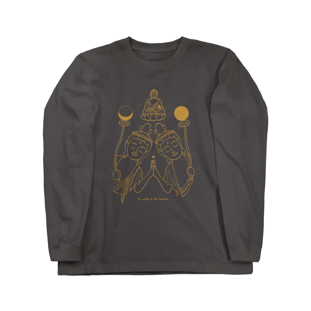 Bo tree teeのThe sun & the moon (beige) ロングスリーブTシャツ