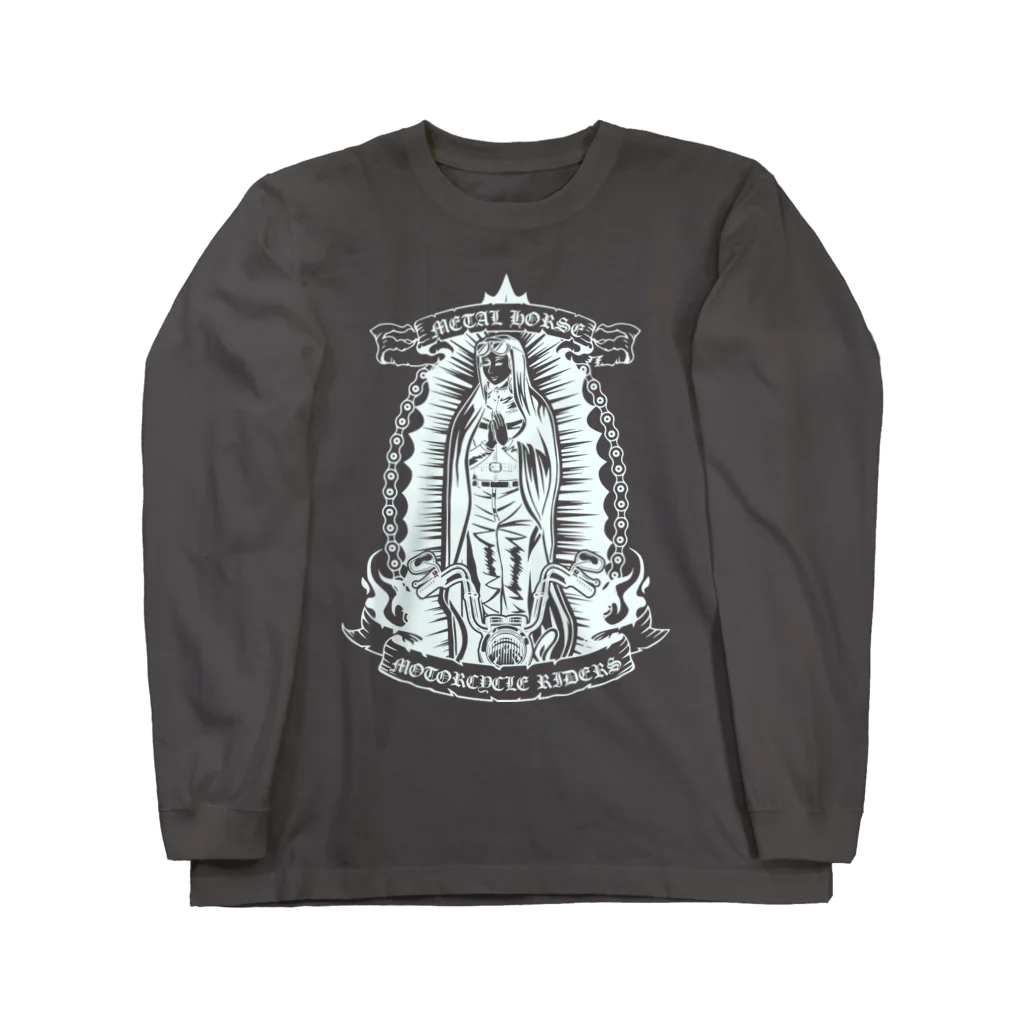 METAL HORSE 金属の馬のMETAL HORSE バイカーマリア ホワイト Long Sleeve T-Shirt