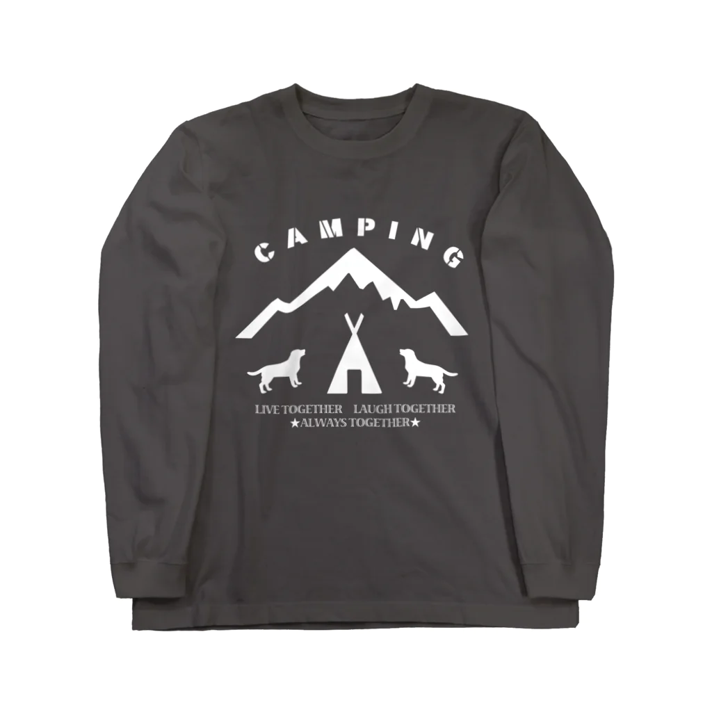 too muchの人間用のCAMPING　白 ロングスリーブTシャツ