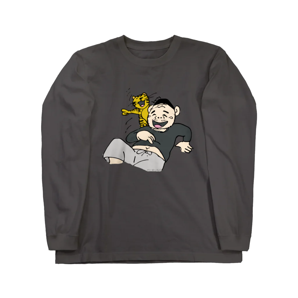MIRUNOの「ねこおじさん、テレビ」色付き ロングスリーブTシャツ