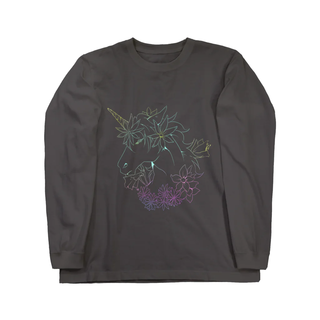 SWのユニコーンと花（濃い生地用） Long Sleeve T-Shirt