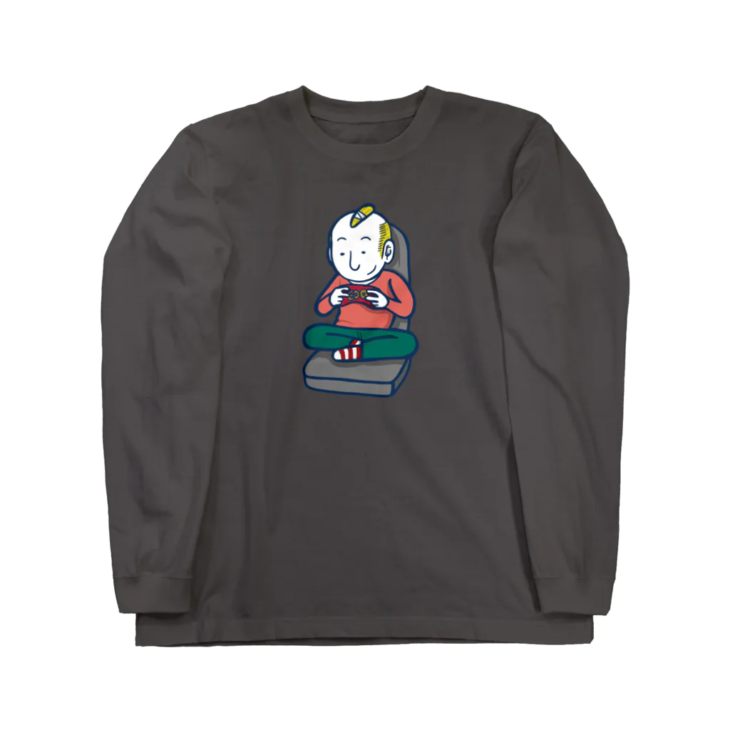 Oedo CollectionのGaming Boy(ビッグイラスト)／濃色ロングスリーブTシャツ Long Sleeve T-Shirt