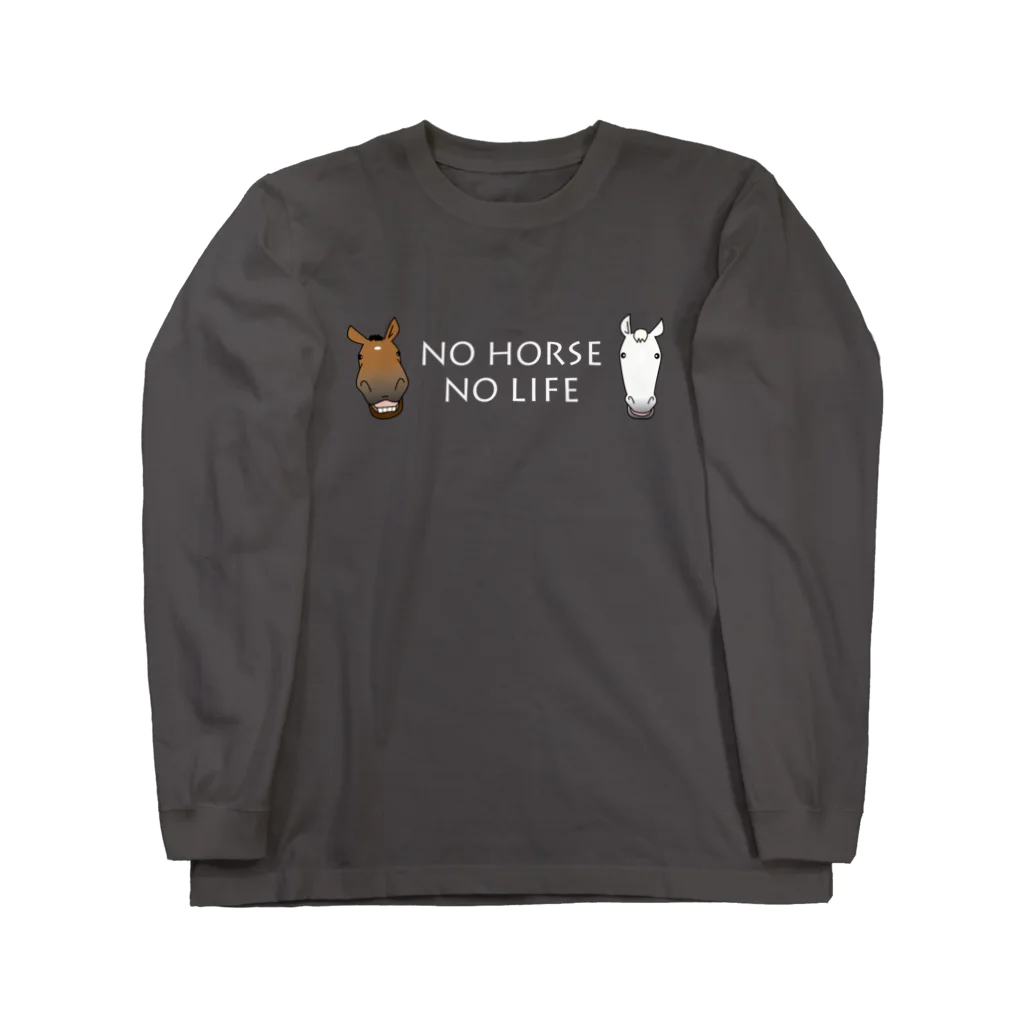 SHOP HAPPY HORSES（馬グッズ）のスピプーロゴ（白文字） ロングスリーブTシャツ