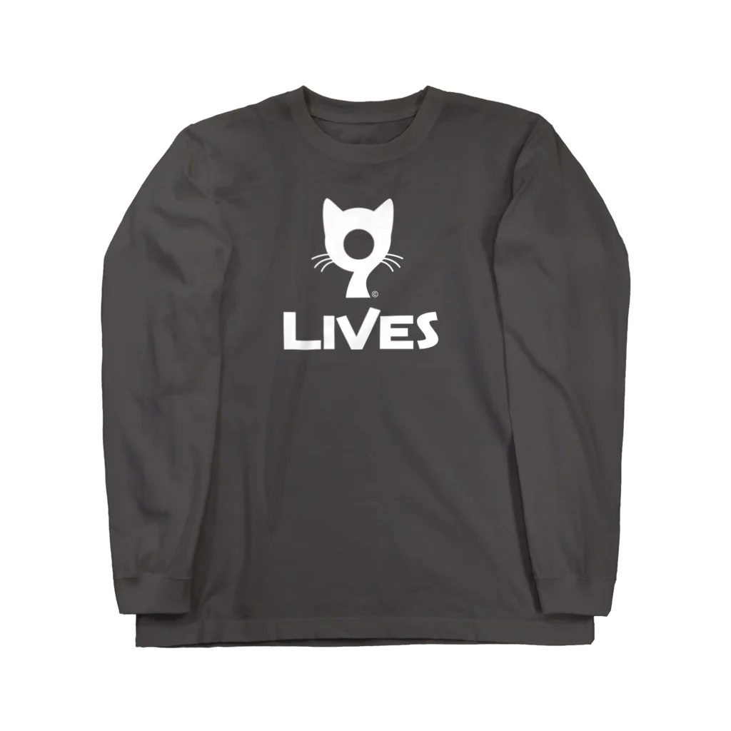 9LIVES 猫たちの王国の9LIVES logo white ロングスリーブTシャツ