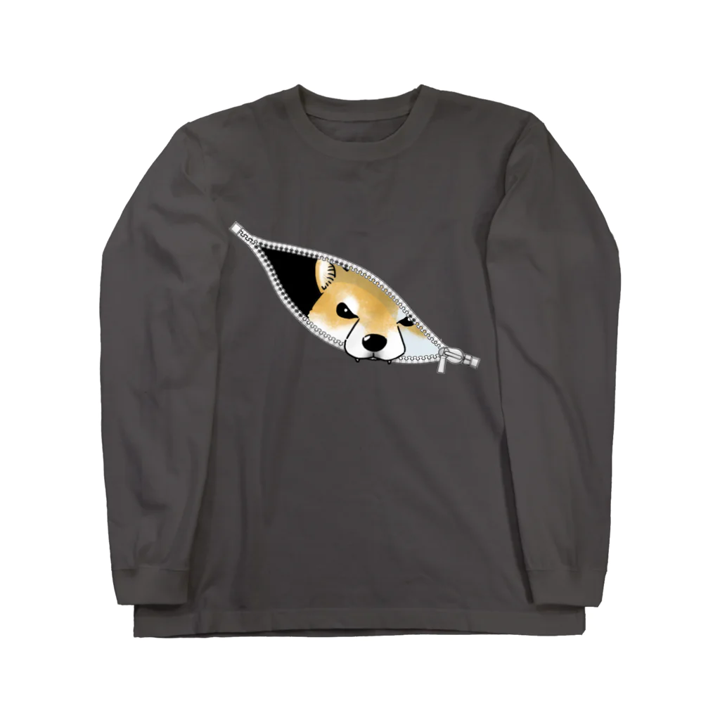 真希ナルセ（マキナル）のジッパーからのぞく柴犬（赤柴） Long Sleeve T-Shirt